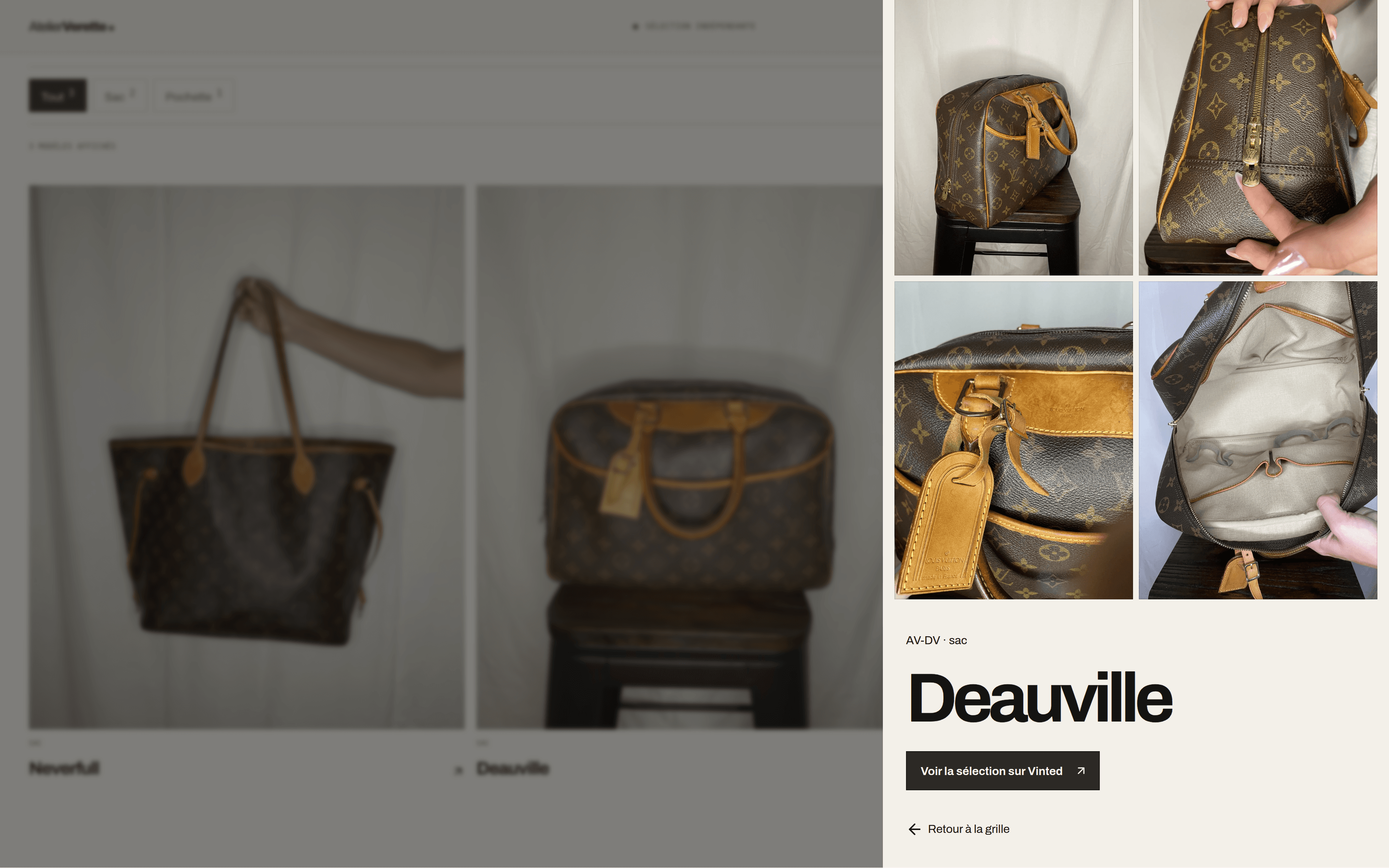 Vue rapide réelle d’une pièce Atelier Verette avec galerie, informations et lien Vinted